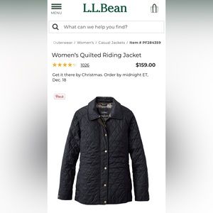 LL Bean Quilted Riding Jacket